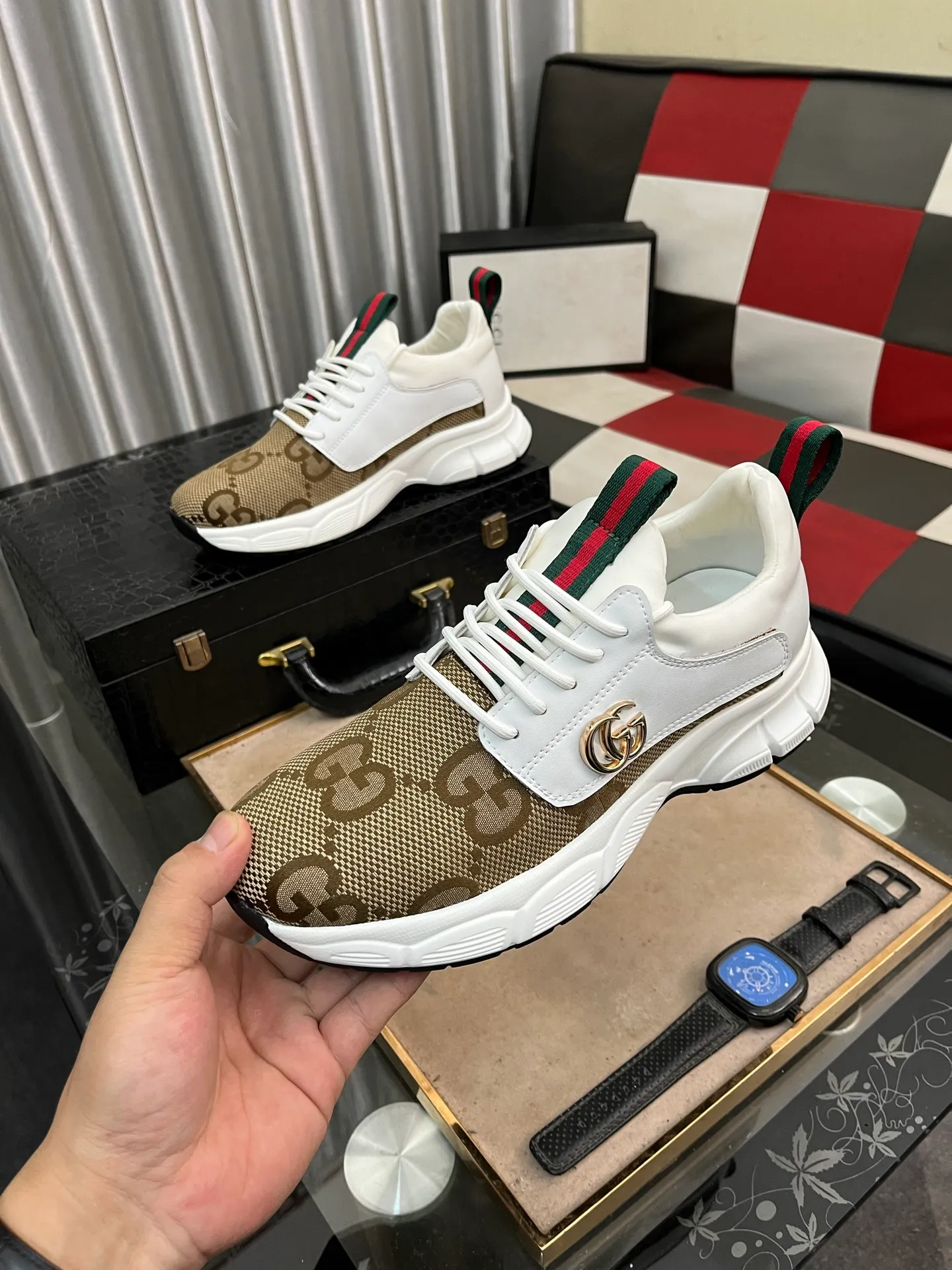 Men's shoes 💰440⌚️⌚️ (GUCCI-Gucci) luxury brand sports and casual shoes, imported original material, sheepskin lining, high-end and comfortable, original outsole is light and wear-resistant! Purely handmade, details determine quality! 38-443️⃣colors available